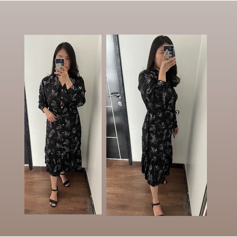 Ayuna Dress Floral/ Dress Midi/ Korean Dress Vintage/Korean Dress