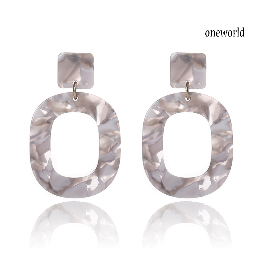 OW@ Fashion Hollow Circle Statement's Women Geometric Stud Earrings Jewelry Gift