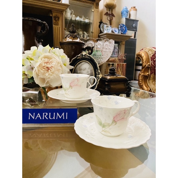 Tea Cup Saucer Narumi April Rose 2 Set Mewah Cantik