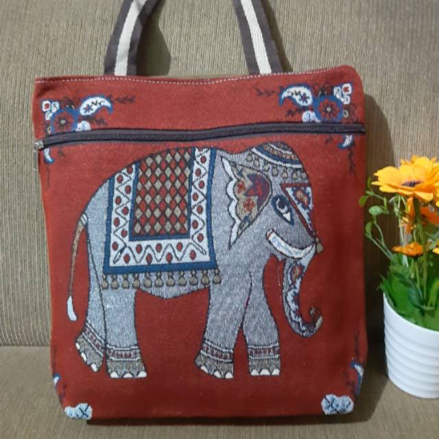 TERMURAH Tas thailand / tas bangkok model tote bag dg gambar gajah & owl