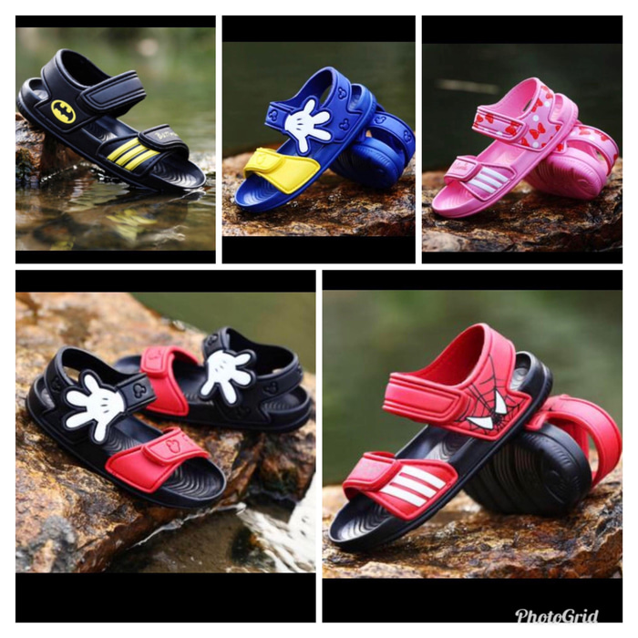 Sepatu sandal anak cewe cowo batman spiderman mickey model adidas