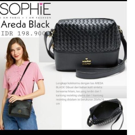 TAS SELEMPANG AREDA BLACK ORIGINAL SOPHIE PARIS