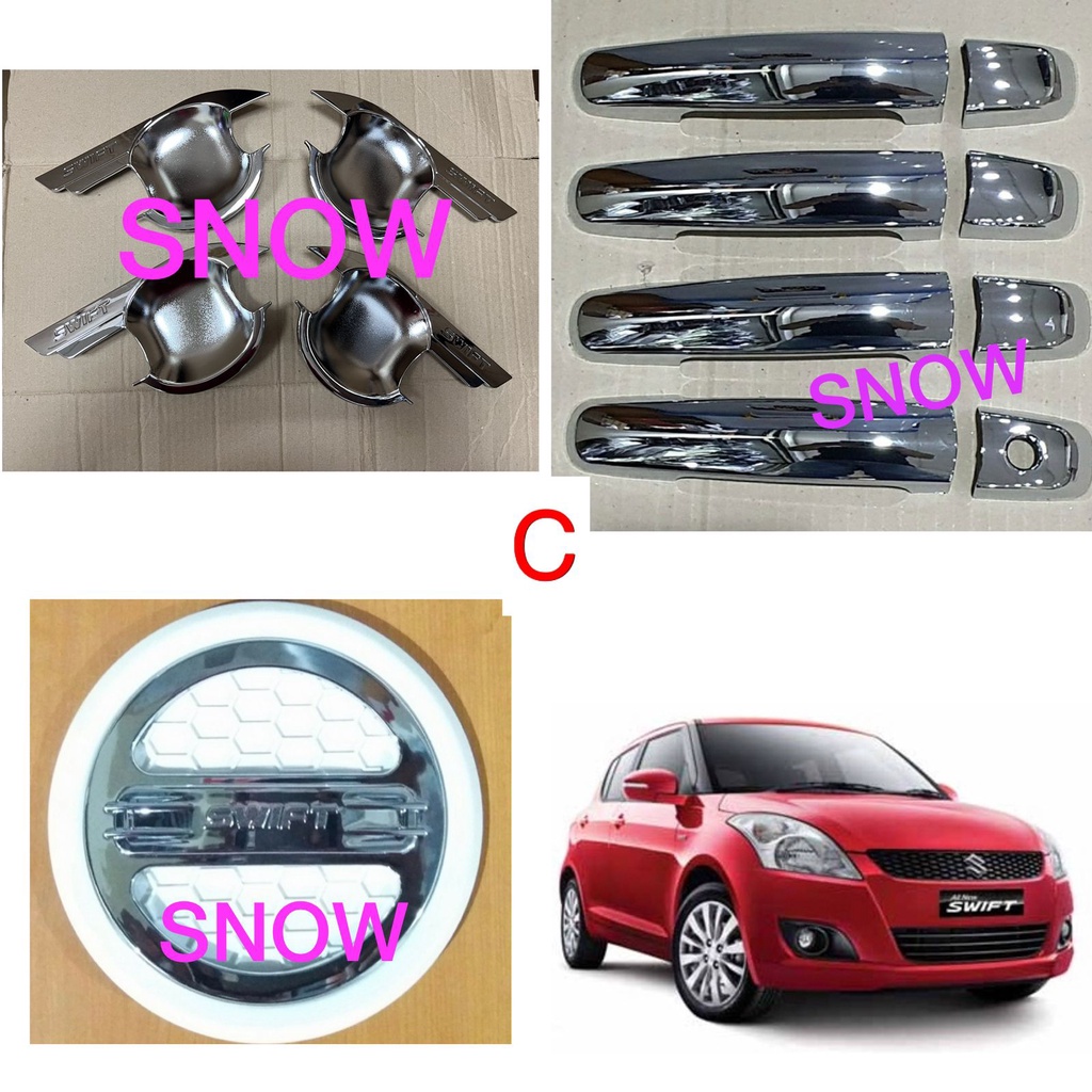 Paket Outer Handle Tank Cover All New Swift Sporty Luxury Hitam Putih Chrome