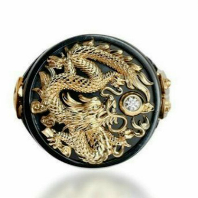 Fashion Pria Zirkon Cincin Naga Aksesoris Perhiasan Punk