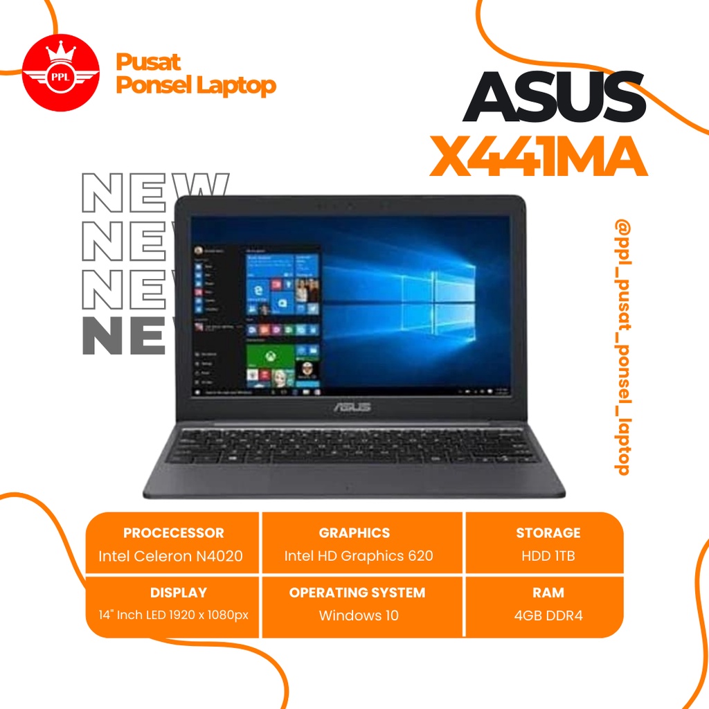 LAPTOP ASUS X441MA INTEL CELERON N4020 | RAM 4GB DDR4 | HDD 1TB | 14" INC