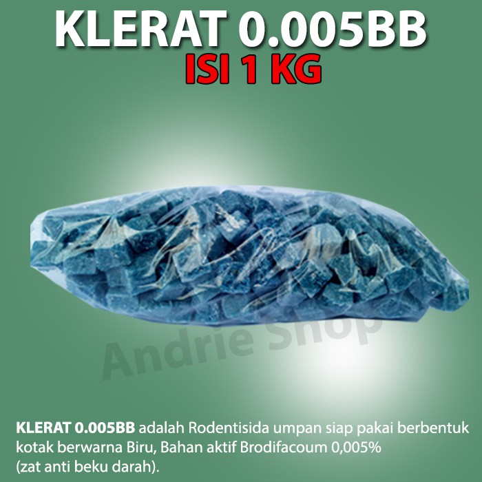 Racun Tikus / Umpan Tikus / Pembasmi Tikus / Anti Tikus KLERAT 0.005 BB Kemasan 1 Kg