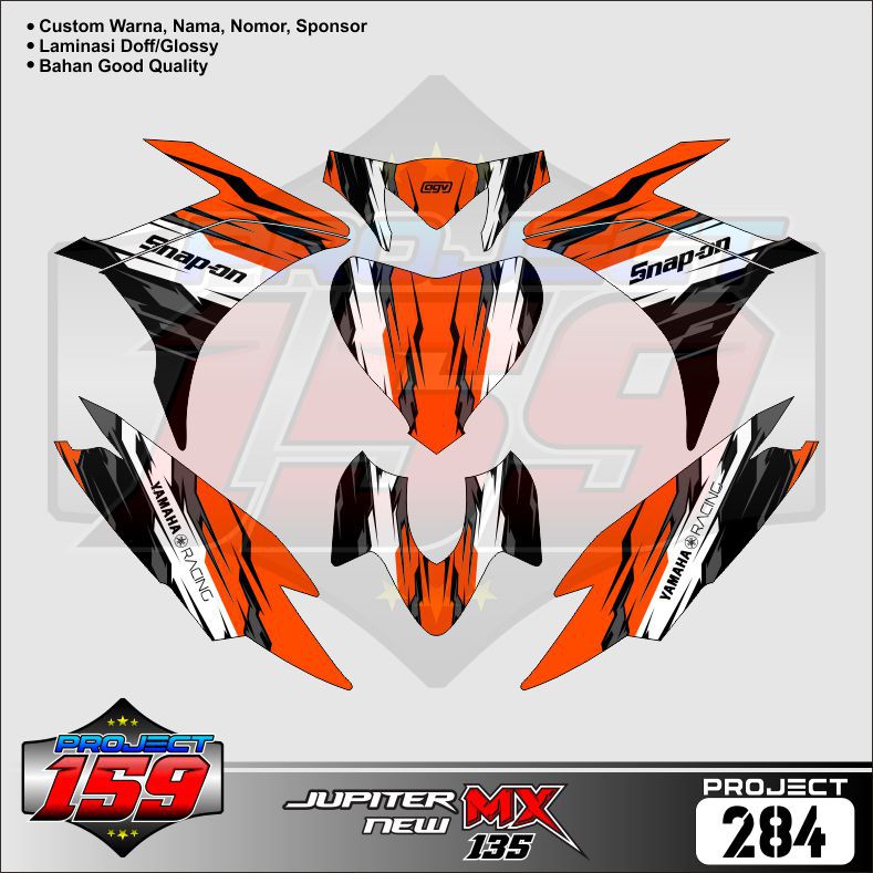 Sticker Decal New Jupiter MX 135 - Project 284 Negative Orange Livery