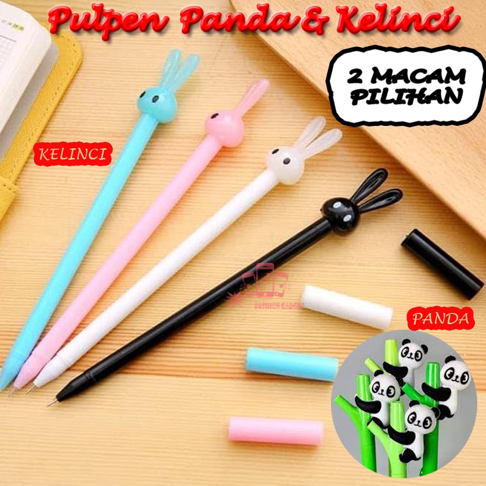 Pulpen Gel Panda Bamboo KELINCI BUNNY Lucu Pena Unik Bolpen Ballpoint PENA GEL PEN