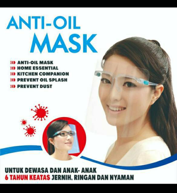 Face Shield Pelindung Muka dengan Frame Kacamata PLUS BOX