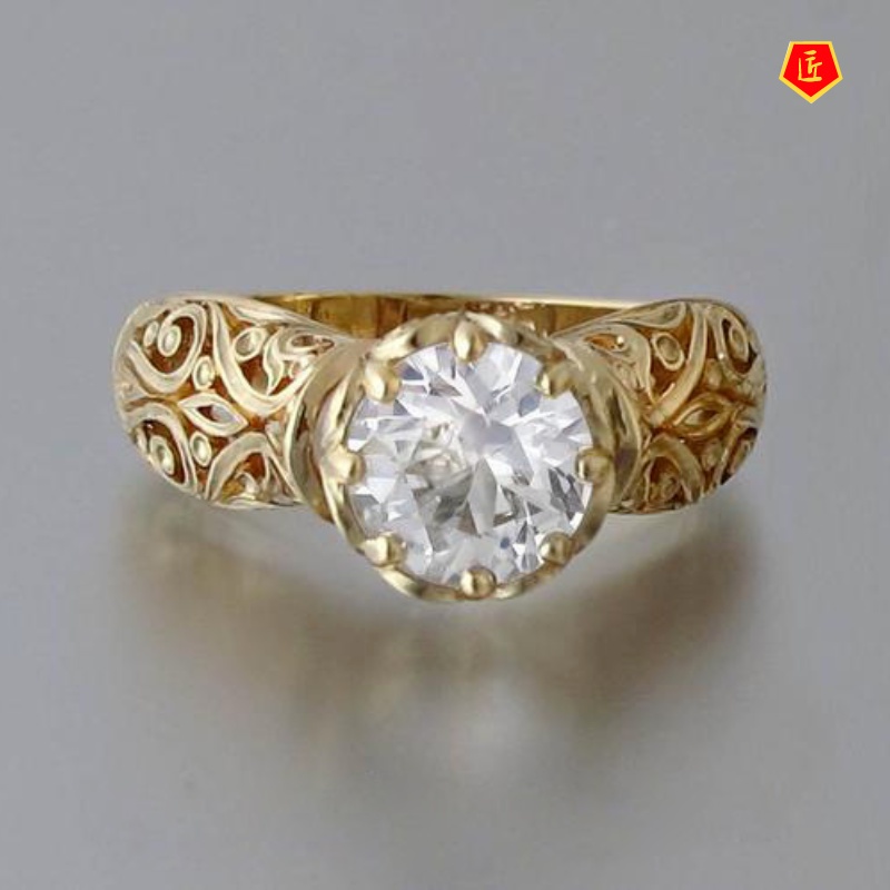 [Ready Stock]Diamond Ring 18K Gold Exquisite Fashion