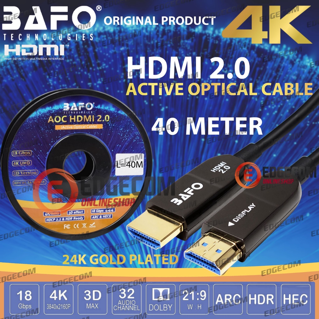 KABEL HDMI 2.0 FIBER OPTIC 4K 40 METER  BAFO / HDMI high speed cable