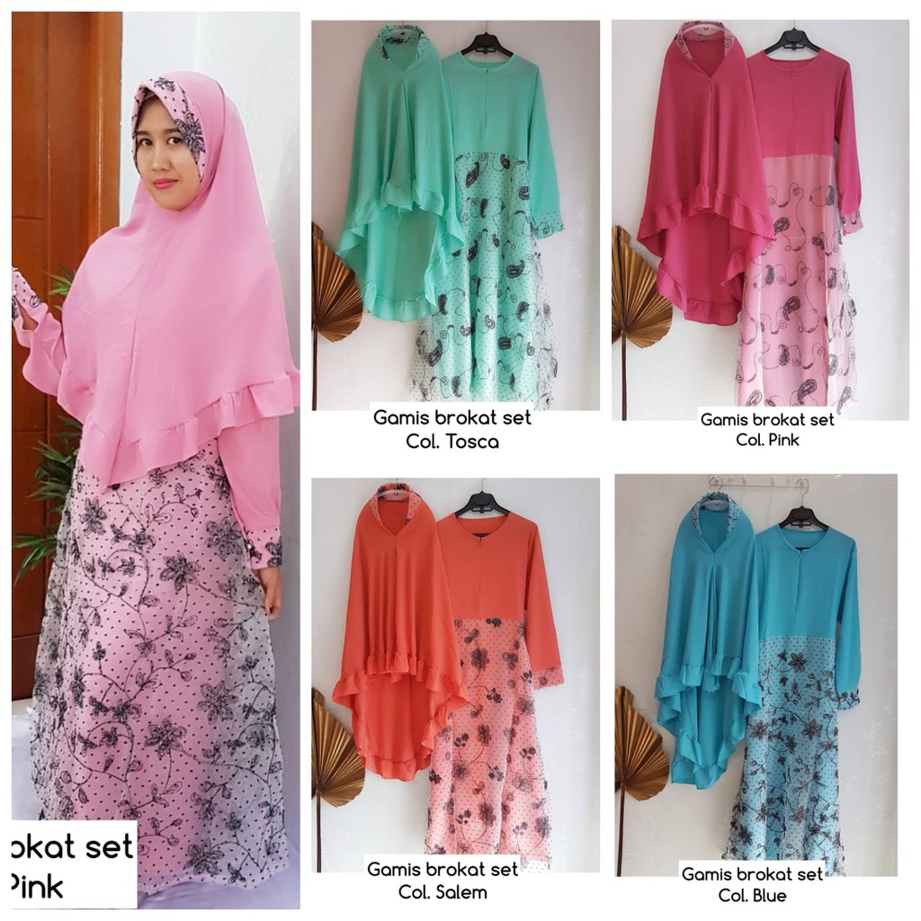 Gamis brukat set hijab Baju Muslim Wanita Busana Muslim Gamis brukat set hijab Baju Muslim Wanita Busana Muslim