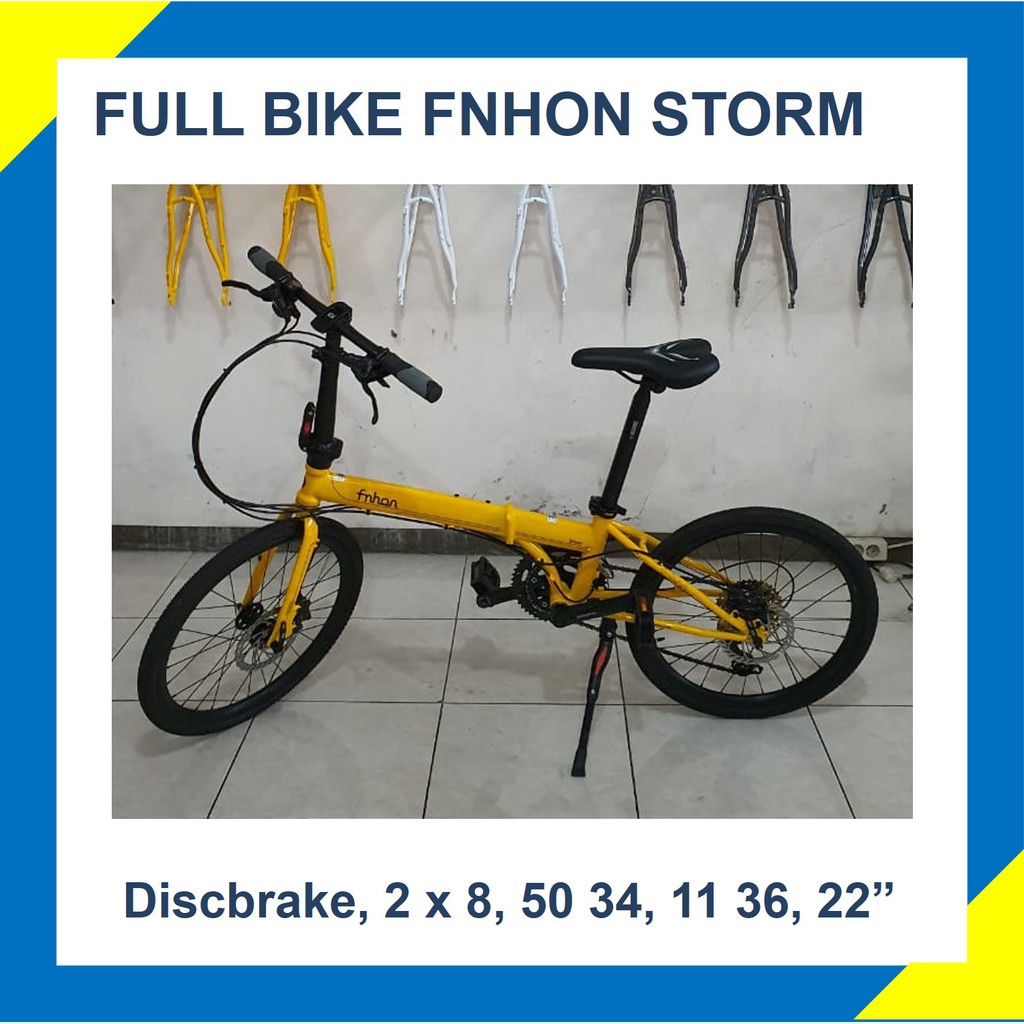 Sepeda Lipat FNHON Storm Kuning Discbrake Disc brake 2 x 8 speed Crank sora 50 34 Shimano 11 36