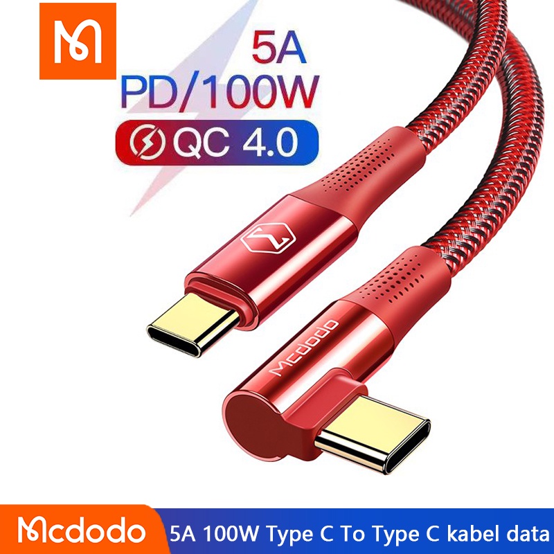 kabel data   90   elbow    mcdodo 100w usb type c to type c cable 5a  pd 4 0 support qc 4 0 3 0 fast