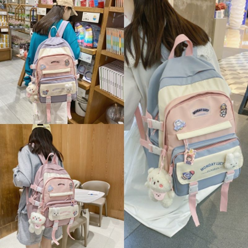 Tas Ransel Wanita Backpack Korea Import 34 + BONEKA