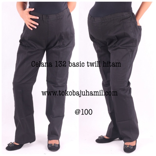 Celana hamil 132 hitam basic twill