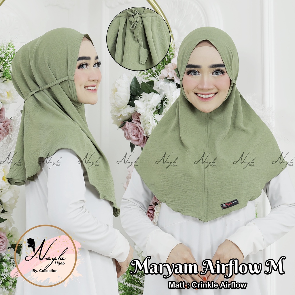 BERGO MARYAM  AIRFLOW  NON PET SIZE M HIJAB INSTAN TALI CRINKLE AIRFLOW NAYLA HIJA'B