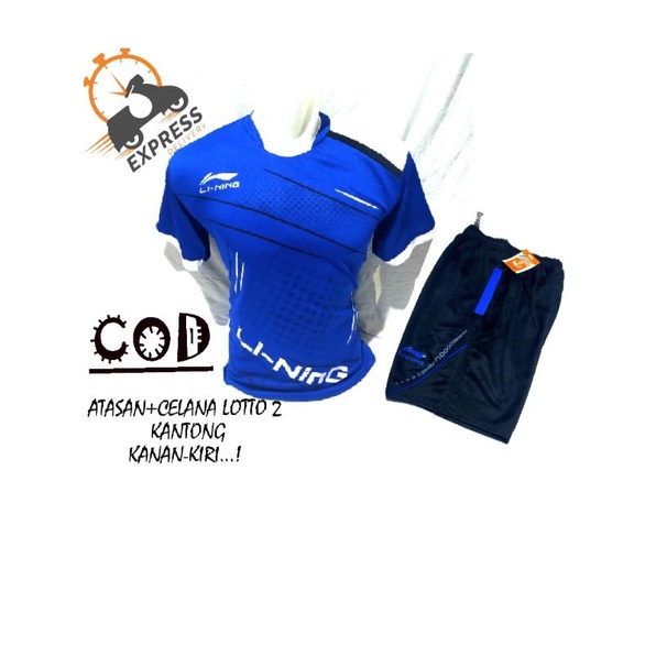 Kaos Jersey+celana 2 saku lotto badminton bulutangkis Volly sepakbola futsal senam olahraga