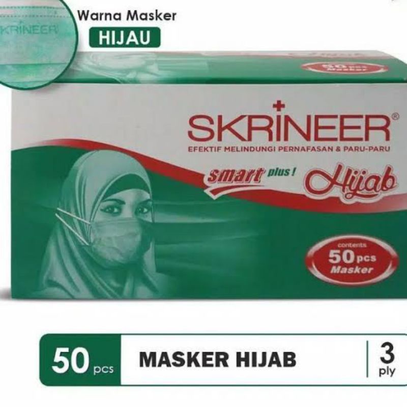 Masker skrineer 3 ply hijab