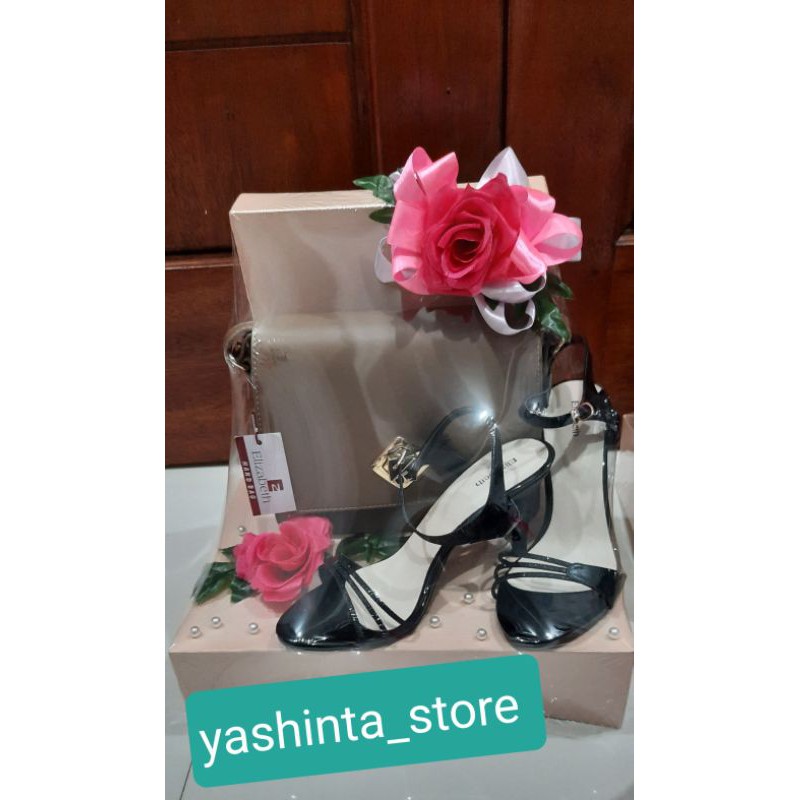 original Elizabeth tas dan heels wanita/paket mahar hantaran nikah/ seserahan pernikahan mewah