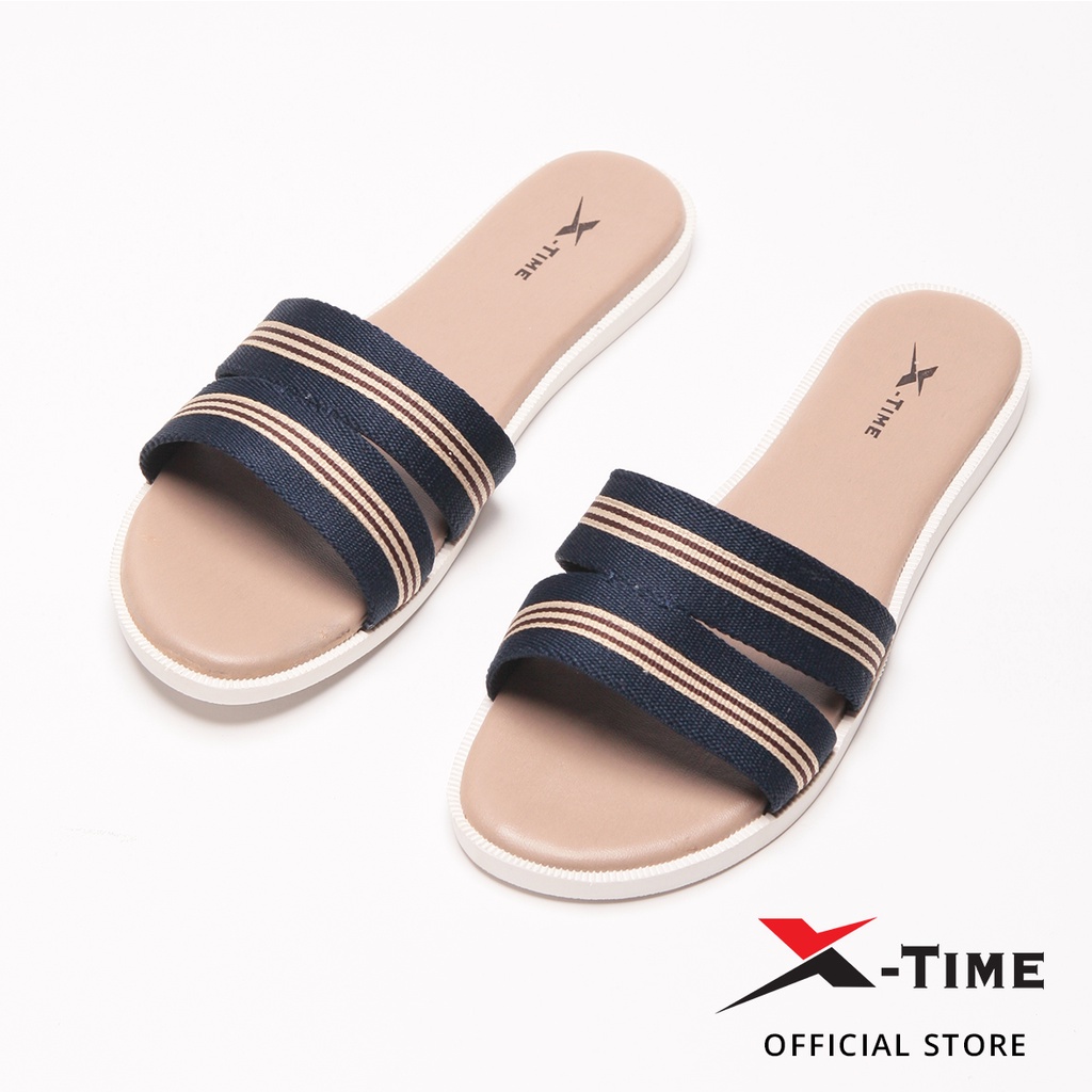 X-Time Sandal Wanita Casual Sandal Slip Lilac- Navy