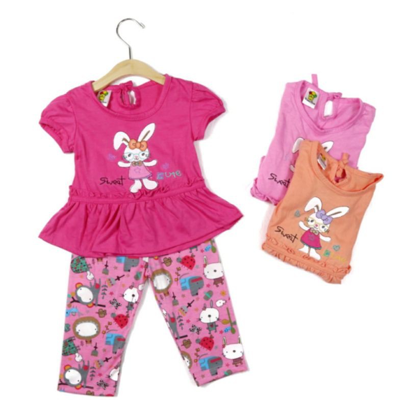 SETELAN FASHION PAKAIAN BAJU ANAK PEREMPUAN 1 TAHUN MOTIF BUNNY