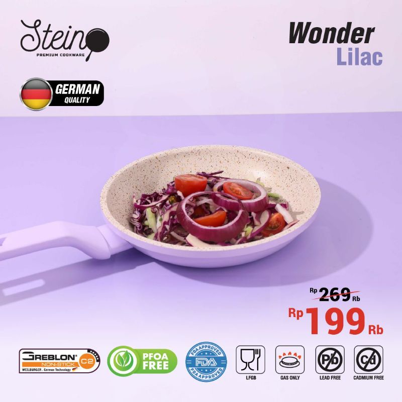 WONDERPAN FRY PAN 20 CM STEINCOOKWARE STEIN ORIGINAL PENGGORENGAN WAJAN GRANITE ANTI LENGKET ANTI GORES WONDER PAN SEHAT AMAN TIDAK KELUPAS