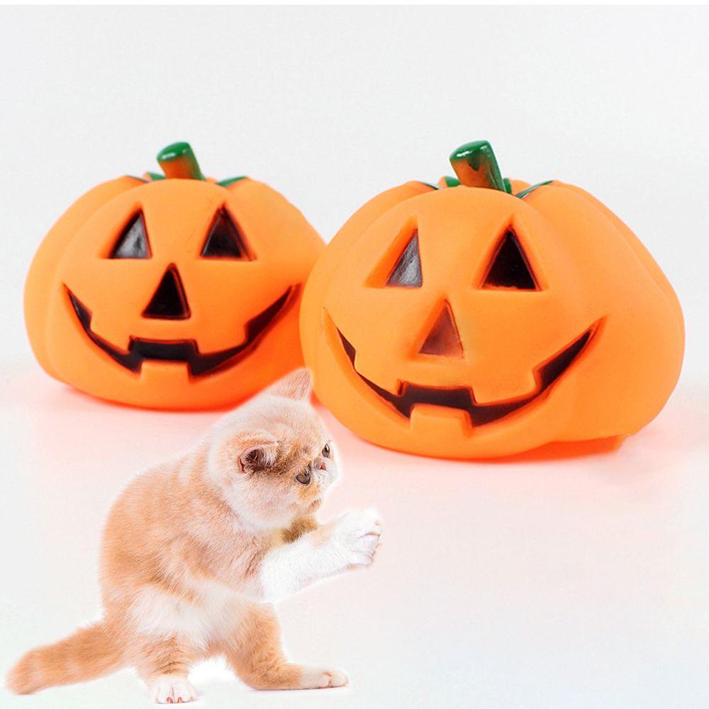 Solighter Pumpkin Puppy Mencicit Tahan Lama Produk Puppy Mainan Anjing Halloween Mainan Kunyah