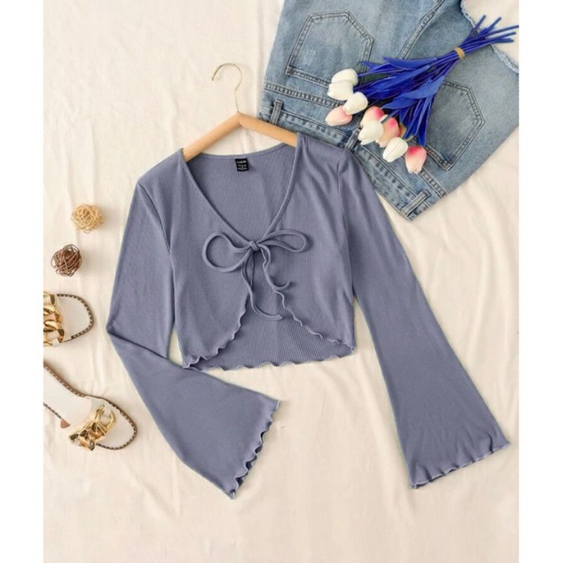 Daisies Cardigan Crop Top Rajut Korea Wanita