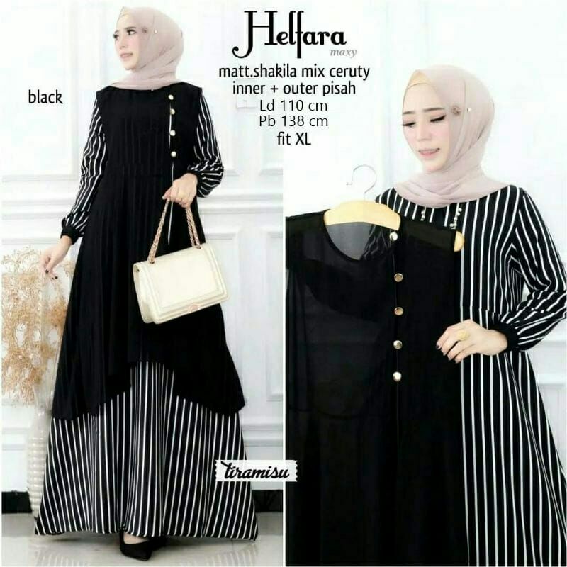 gamis 2 in 1 outer bisa dilepas