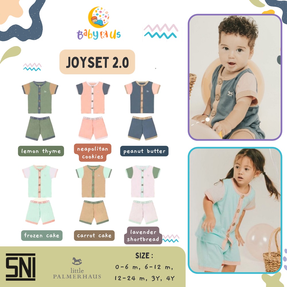 Little Palmerhaus Joy Set 2.0 - Setelan Lengan Pendek Celana Pendek Anak Bayi Polos Warna Pastel Soft 0-6 6-12 12-24 bulan 3-4 tahun