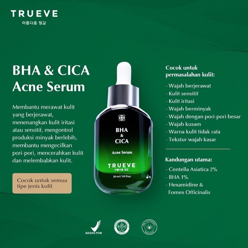 TRUEVE BHA &amp; CICA Acne Serum 30 ML serum wajah