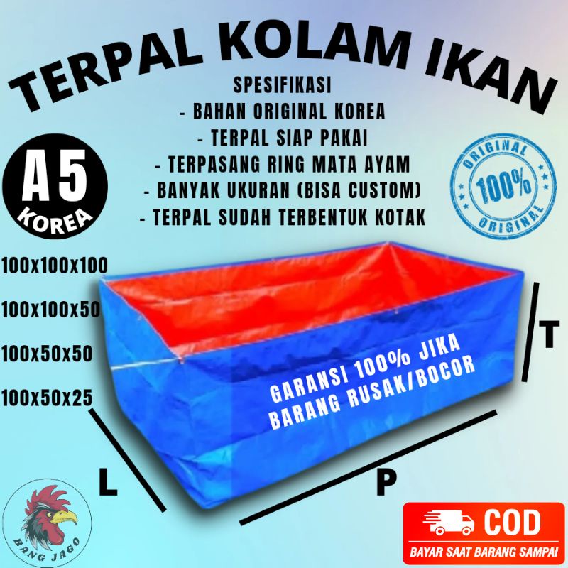 TARPAL/ TERPAL KOLAM IKAN LELE KOTAK MINIMALIS TERPAL TEBAL MURAH A5 100x50x50,100x50x25,100x100x100