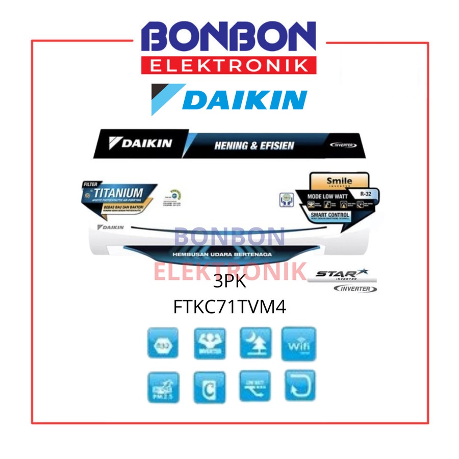 Daikin AC 3PK FTKC71TVM4 / 3 PK FTKC 71 TVM4 Star Inverter 71TVM4