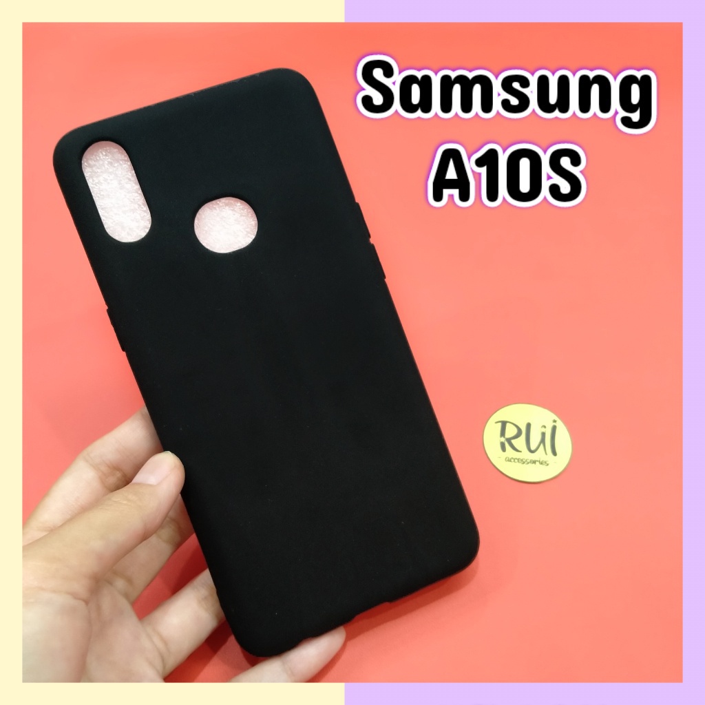 Case Hitam Samsung A10S Black Matte Softcase Polos Slim Silikon HP Rui Acc