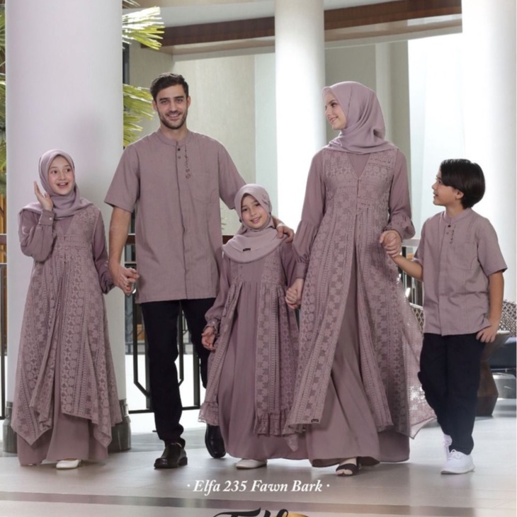 SERAGAM KELUARGA SARIMBIT ELFA 235 FAWN BARK ORIGINAL ETHICA DRESS BAJU BUSANA MUSLIM GAMIS IBU WANI