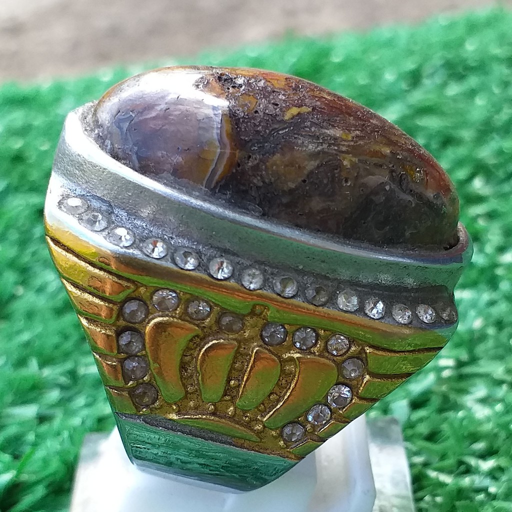 Batu Akik Aura Jadul Badar Banua Model Pandan Wibawa Ring Titanium Kokoh