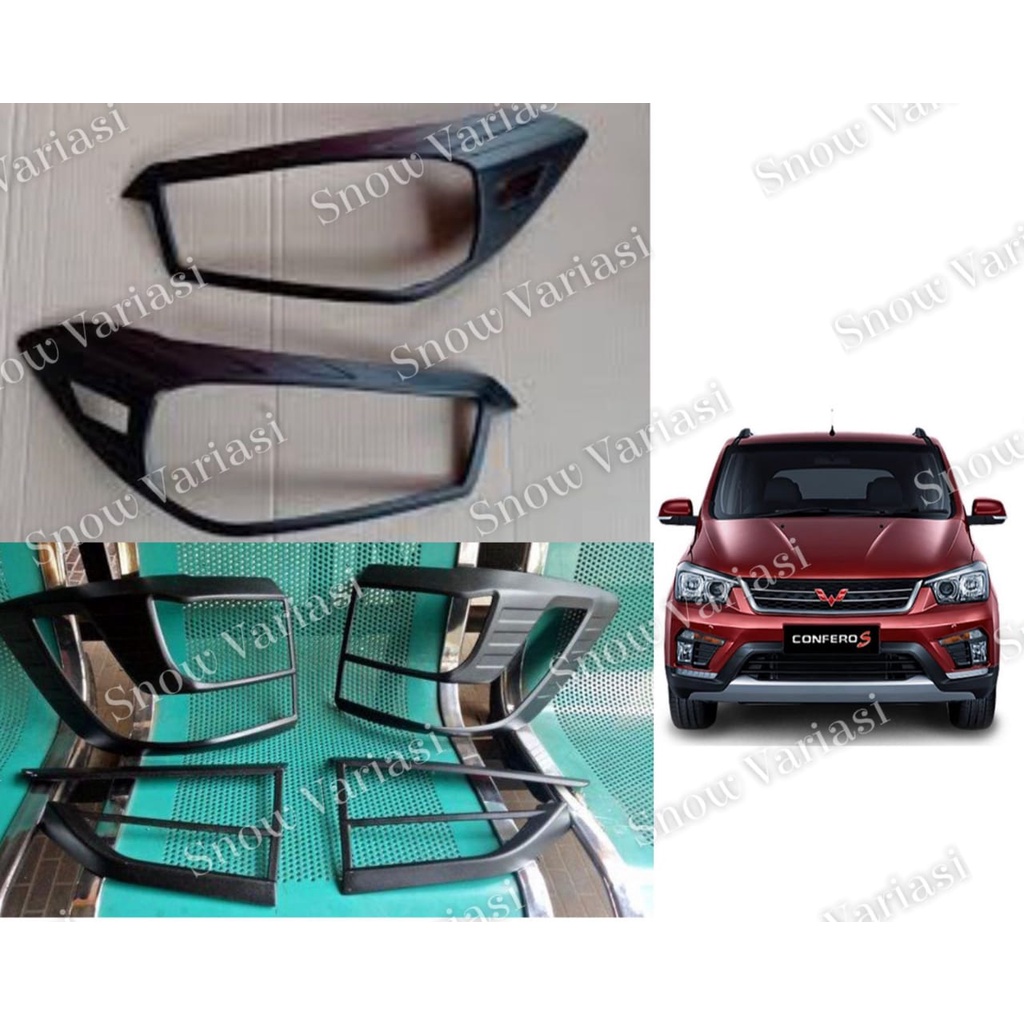 Paket Garnish Lampu Depan Belakang Wuling Confero S Hitam Chrome