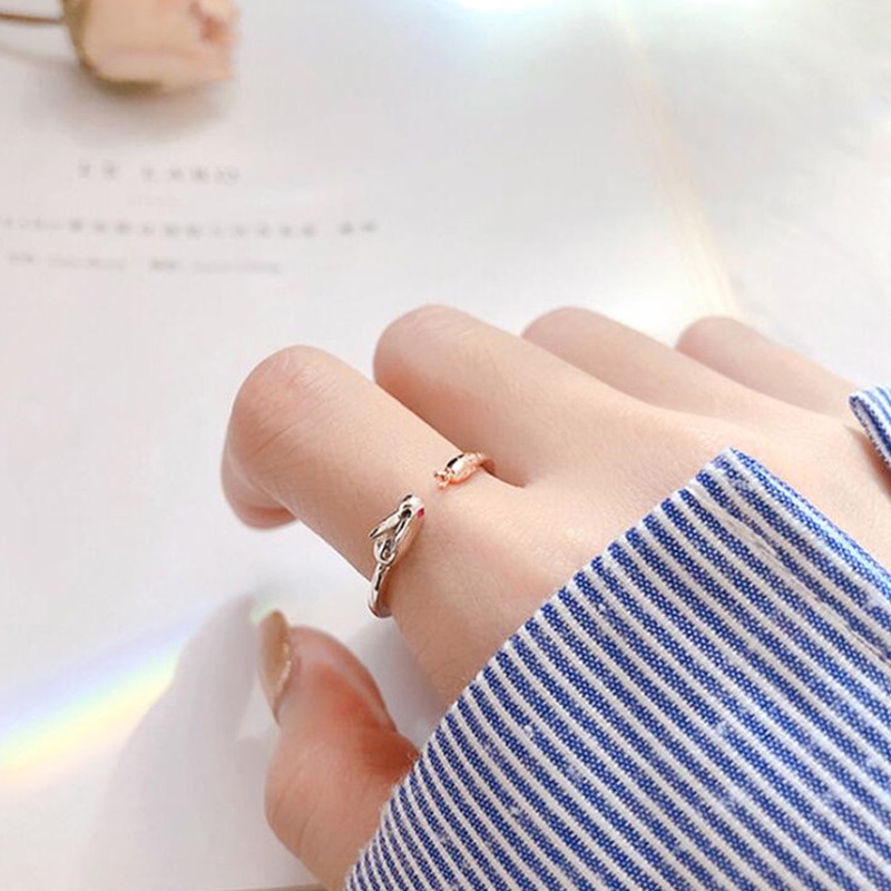Cute Adjustable   Sliver  Rabbit   Eat Carrot Ring