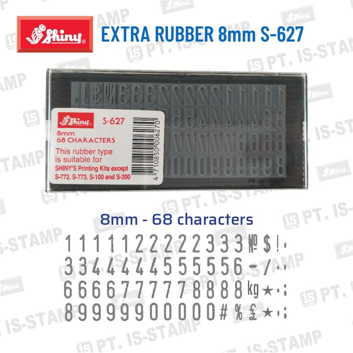 

Promo S 627 Karet Stempel per karakter 8 mm Berkualitas