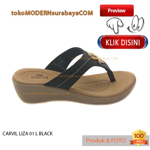 CARVIL LIZA 01 L BLACK sandal wanita wedges jepit