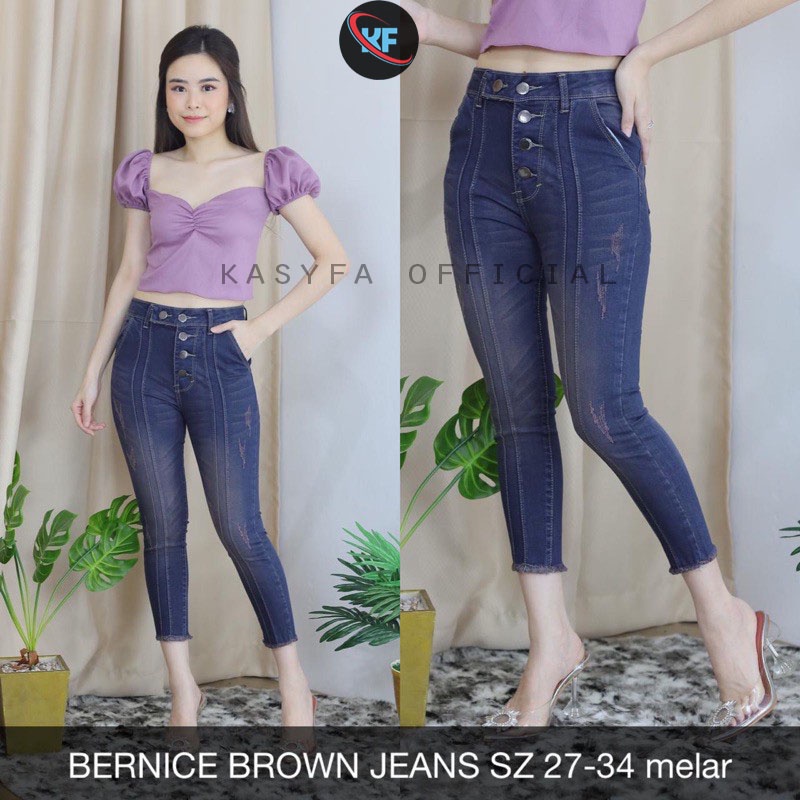 BERNICE CELANA JEANS WANITA 7/9 KANCING 5 // NAGITA SLIT BUTTON FRONT LINE - KF