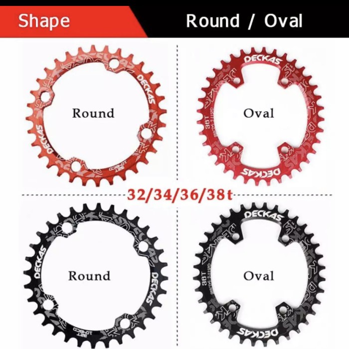 Chainring DECKAS OVAL 32T 34T 36 T 38T BCD 104 alloy 7075 CNC