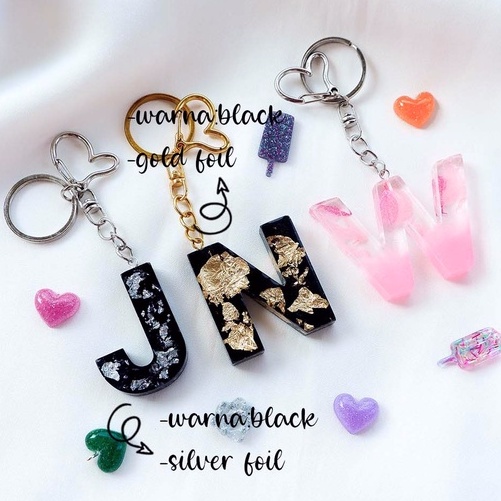 (COLOR)GANTUNGAN KUNCI/TAS CUSTOM INITIALS KEYCHAIN RESIN ALPHABET WARNA