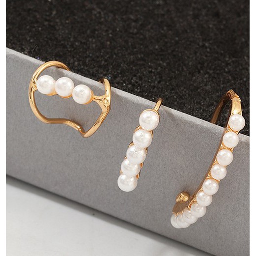 LRC Anting Tusuk Fashion Golden Irregular Pearl Geometric Earrings D73396