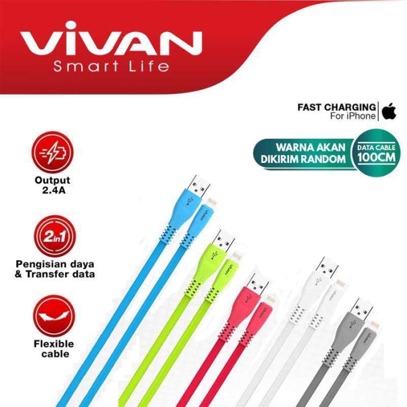 KABEL DATA CHARGER VIVAN CSL100S NEW LIGHTNING SUPPORT FAST CHARGING 2.1A FOR APPLE IPHONE