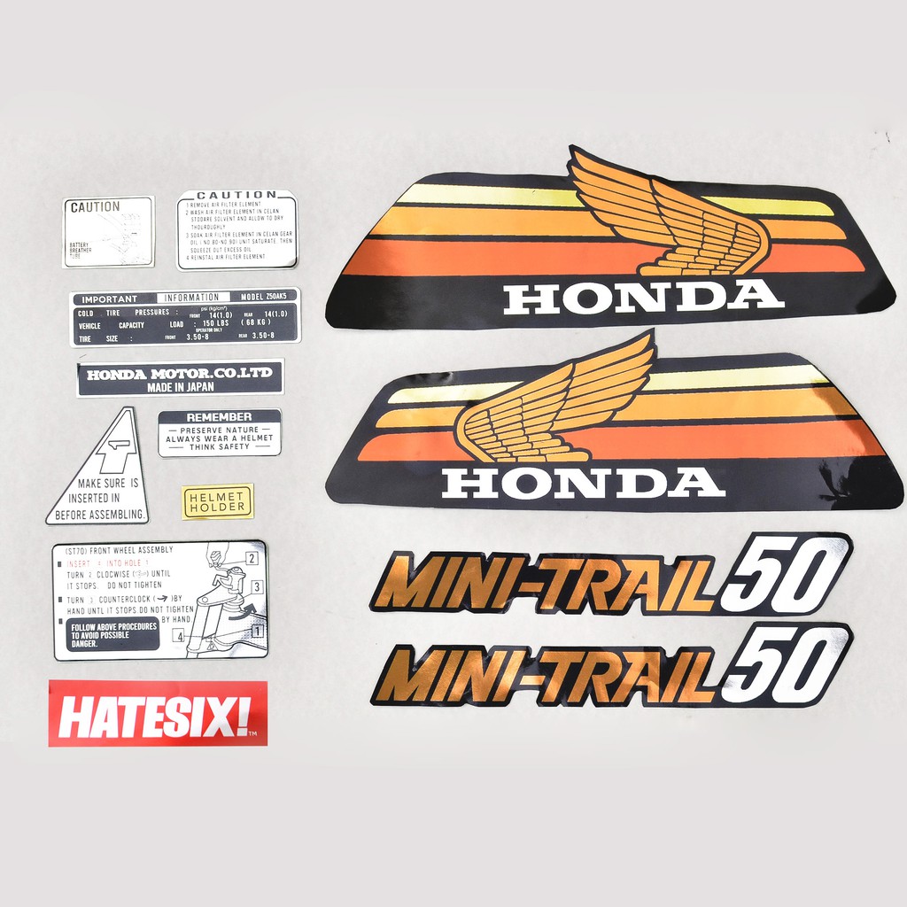 Sticker Decal Honda Z50 minitrail 1978 Hatesix