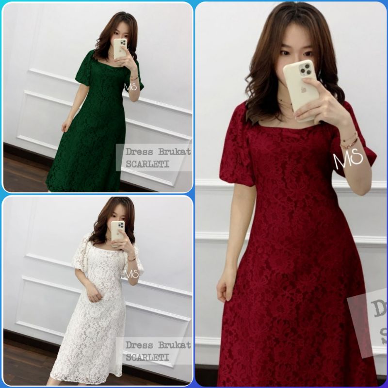 Dress brukat Party dress pendek pesta kondangan - dress grereja