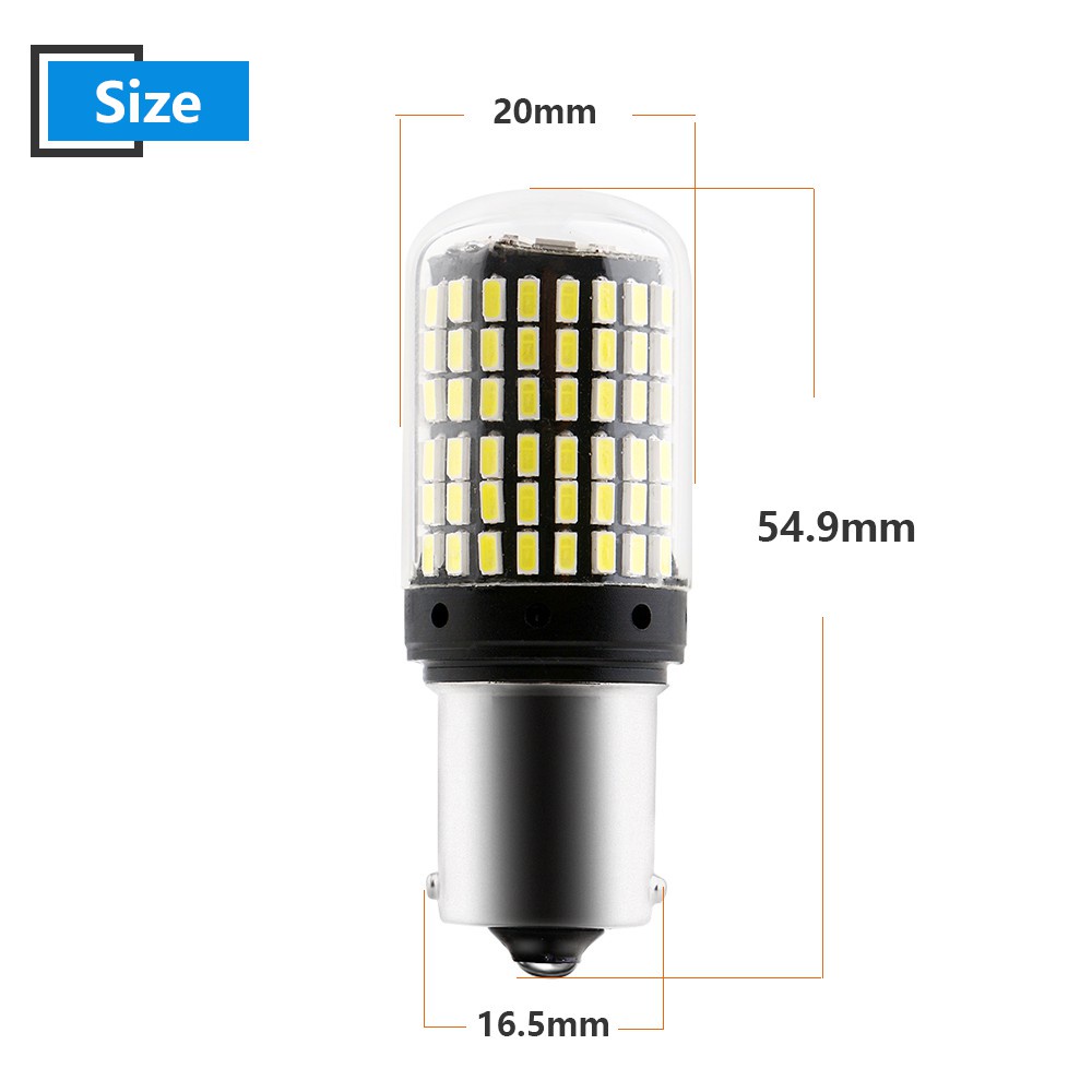 2pcs Lampu LED Canbus 1156 BA15S BAU15S P21W 7440 3014 144SMD Untuk Seinkabut