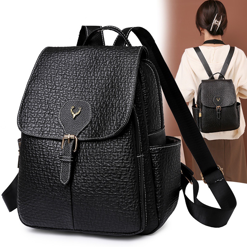 TAS RANSEL WANITA KULIT PREMIUM HITAM BRASSY TA538B5 BACKPACK KOREA PUNGGUNG CEWEK KEKINIAN SEKOLAH KULIAH PREMIUM KERJA BATAM REMAJA GENDONG BRANDED MURAH SIMPLE